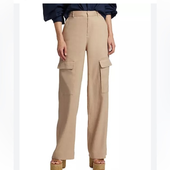 nasty gal light‎ khaki high rise pleated dress style cargo pants 6 - Picture 1 of 10